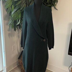 Calvin Klein Dark Green Textured Dress
